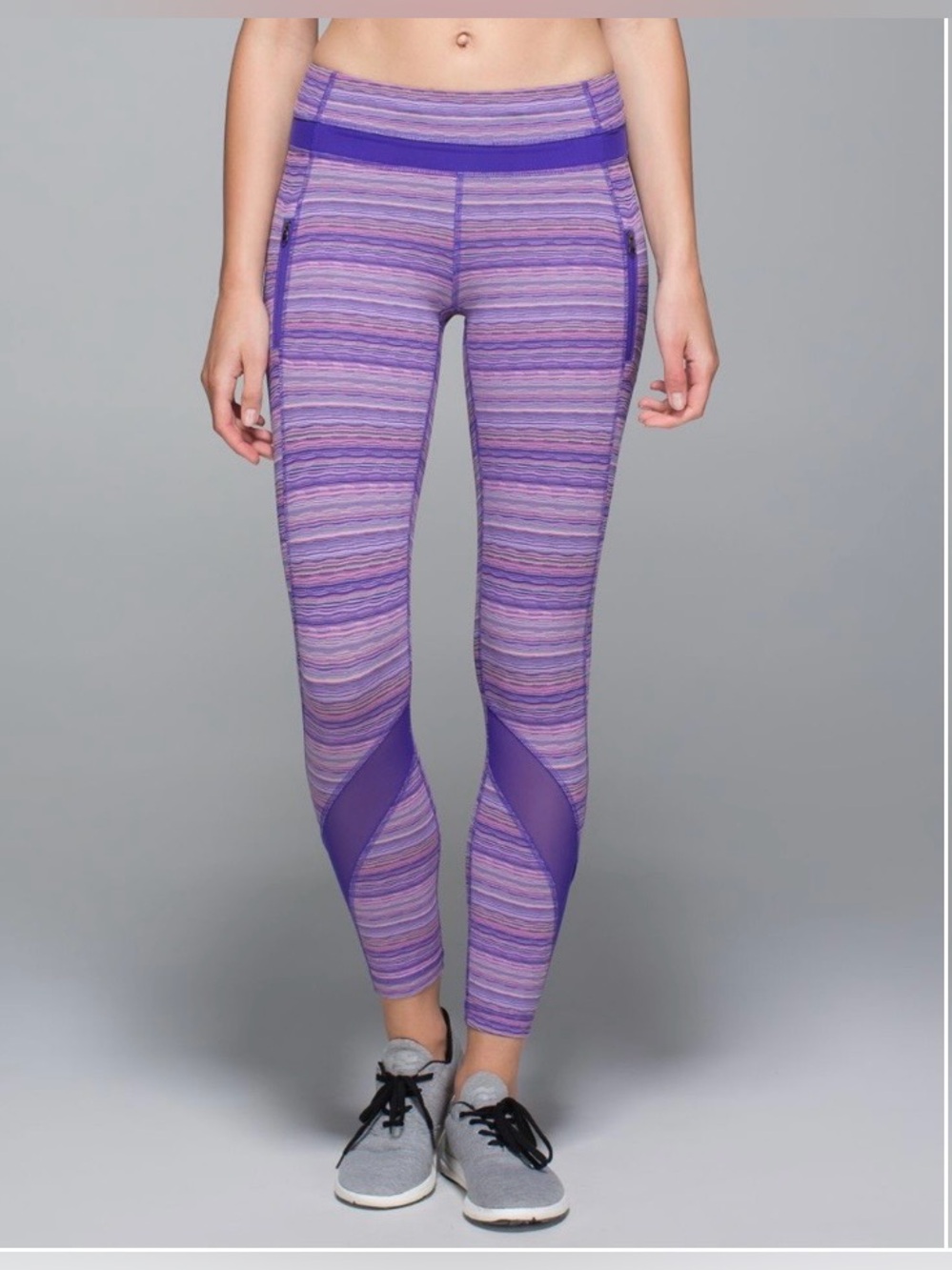 lululemon athletica Purple Striped Mesh-Inset Leggings